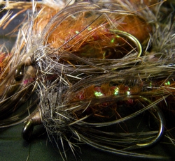 October Caddis looking hairball, Size 10, Angelina ribbed